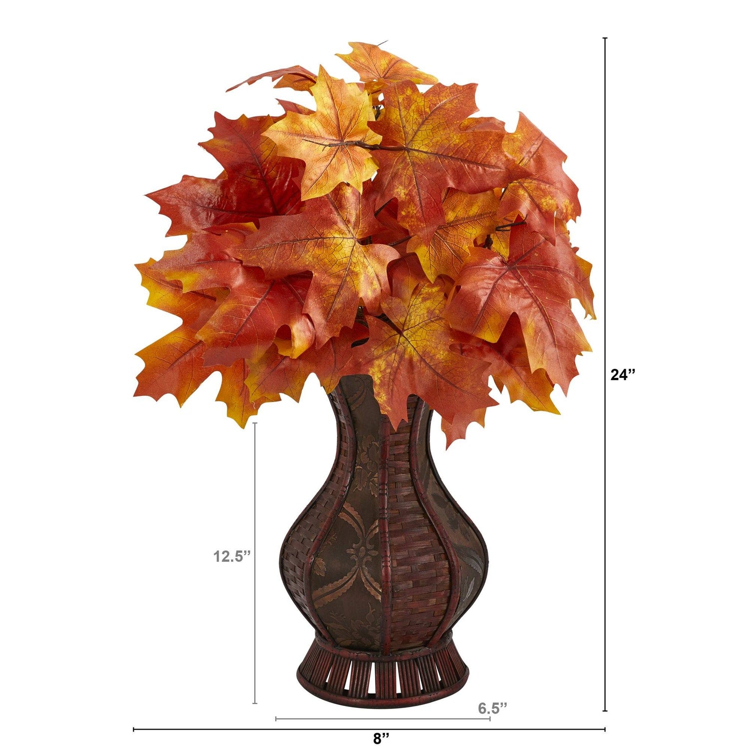24” Autumn Maple Leaf Artificial Plant in Decorative Planter