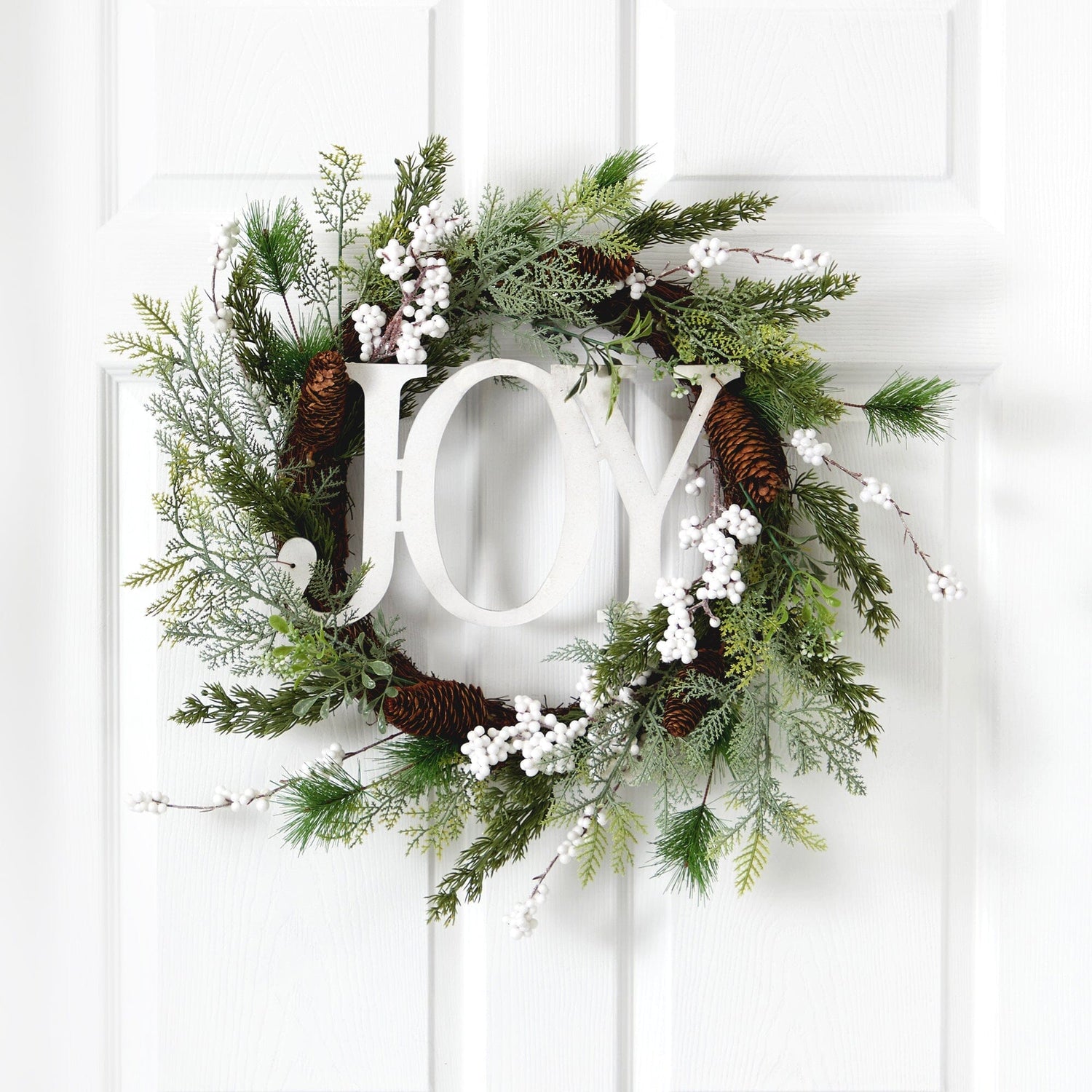 24” Christmas Joy Greenery Holiday Artificial Wreath