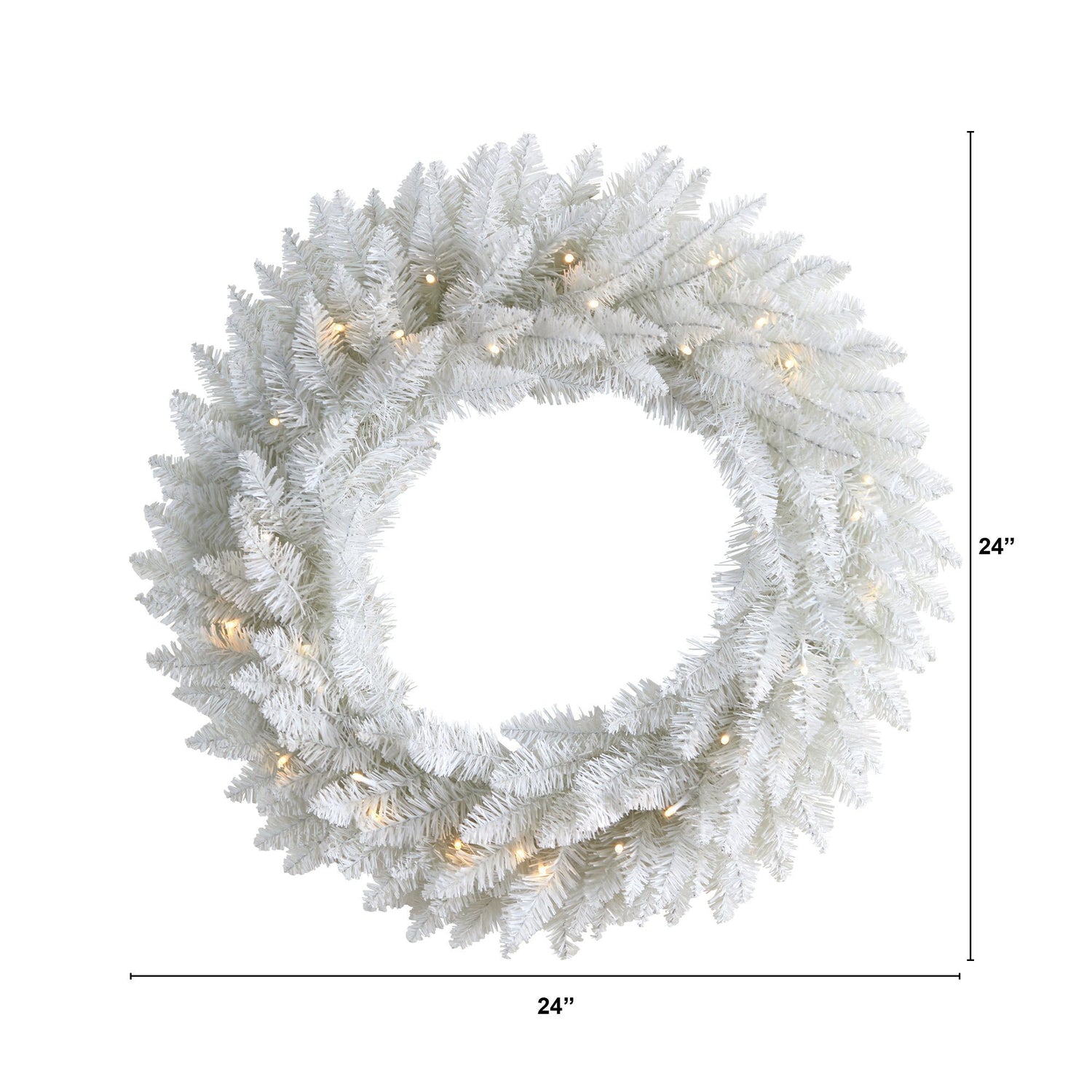 24” Colorado Spruce Artificial Christmas Wreath with 179 Bendable Branches and 35 Warm LED Lights