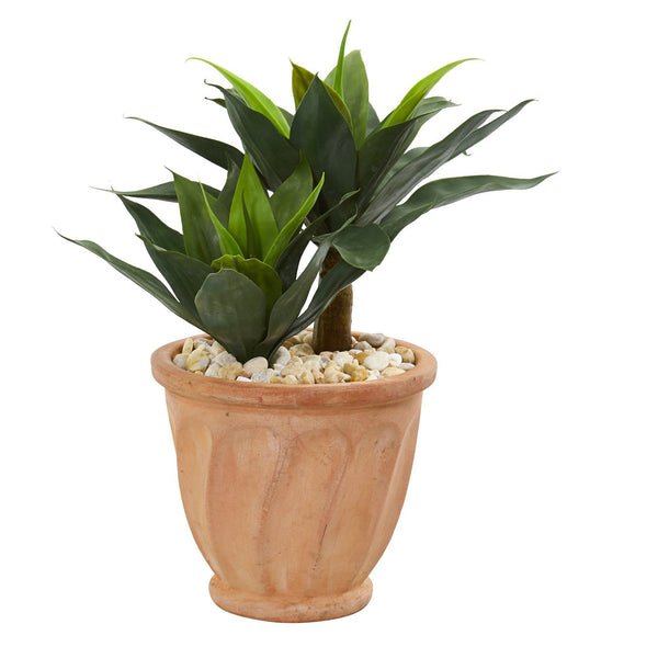 24” Double Agave Artificial Plant in Terra Cotta Planter