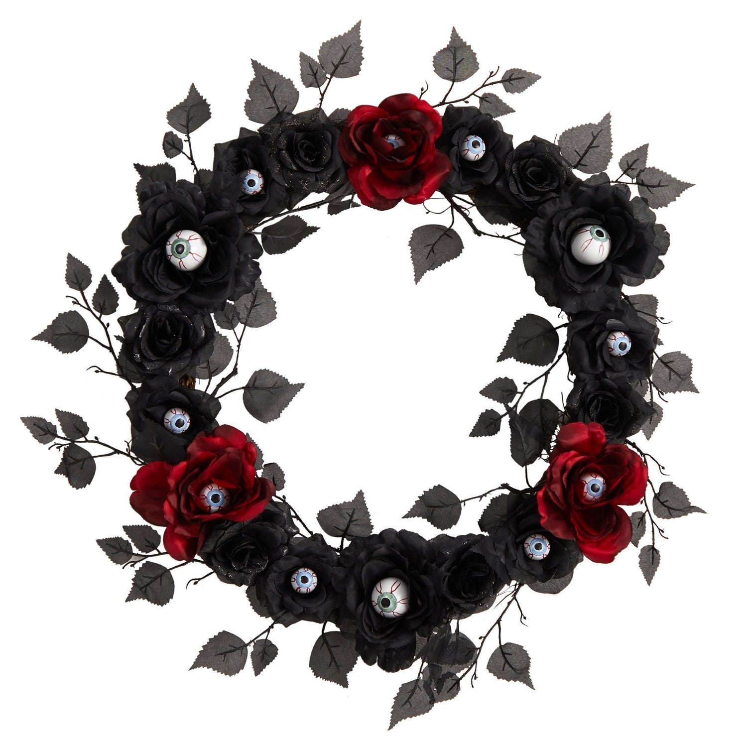 24” Eyeball Rose Halloween Artificial Wreath