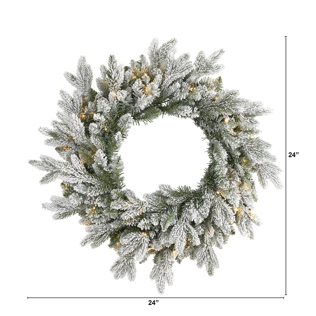 24” Flocked Artificial Christmas Wreath with 50 LED Lights | Nearly Natural
