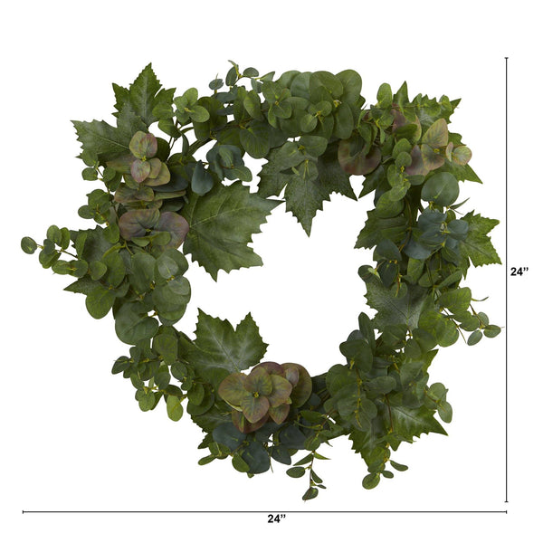 24” Grape Leaf and Eucalyptus Artificial Wreath