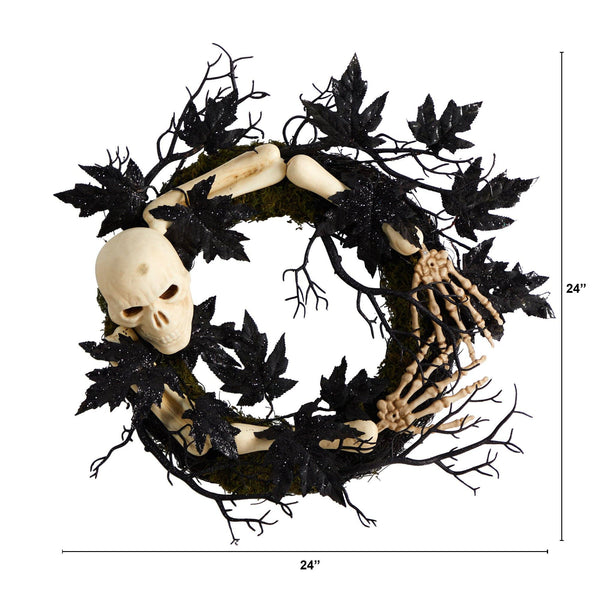 24" Halloween Skull and Bones Wreath"