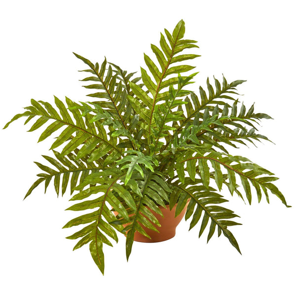 24” Hares Foot Fern Artificial Plant in Planter (Real Touch)