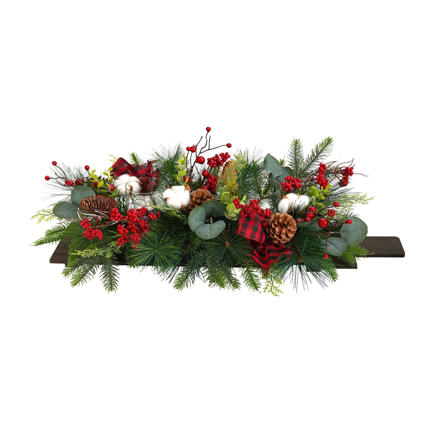 24” Holiday Berries, Pinecones and Eucalyptus Cutting Board Wall Décor or Table Arrangement