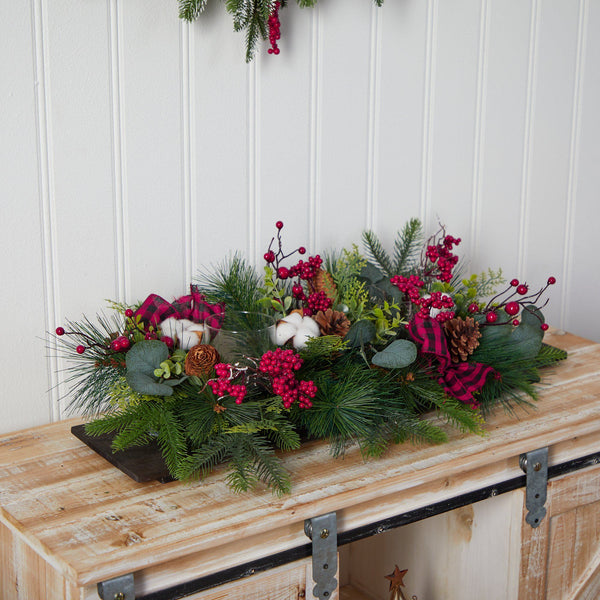 24” Holiday Berries, Pinecones and Eucalyptus Cutting Board Wall Décor ...