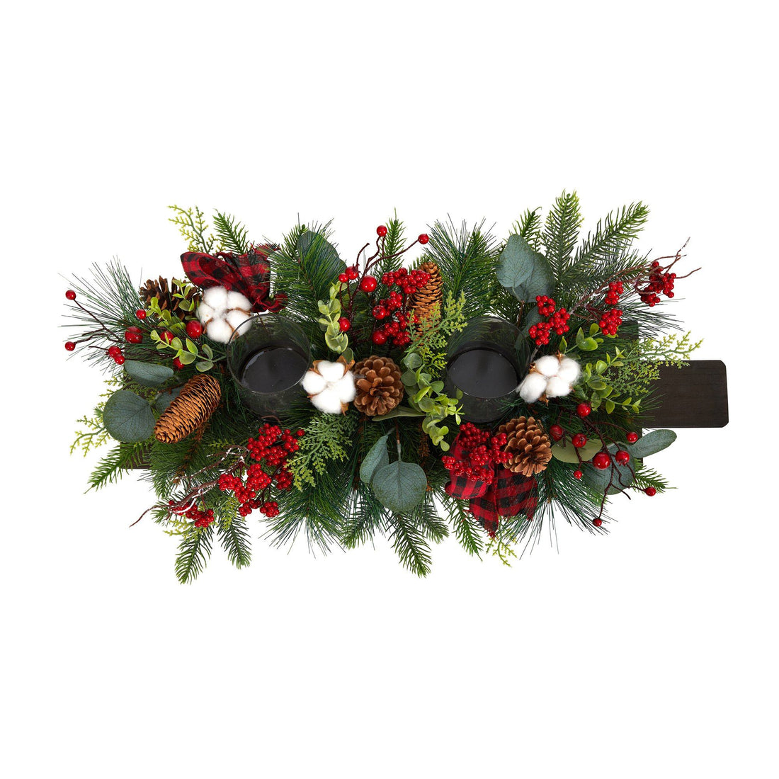24-Inch Christmas Wreath With Eucalyptus, Berries & Pine | Red Holiday Door Decor