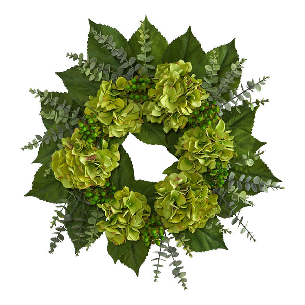 24” Hydrangea and Eucalyptus Artificial Wreath