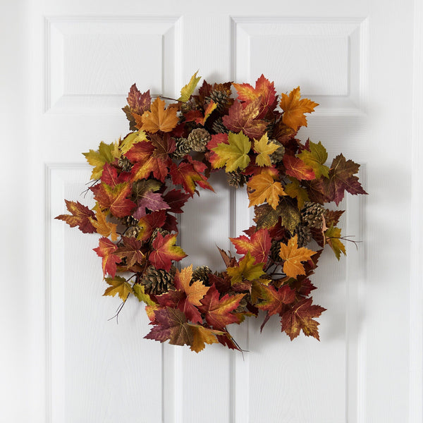 24” Maple Pine Cone Wreath