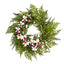 24” Mixed Fern and Dendrobium Orchid Artificial Wreath