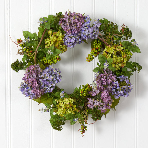 24" Mixed Hydrangea Wreath"