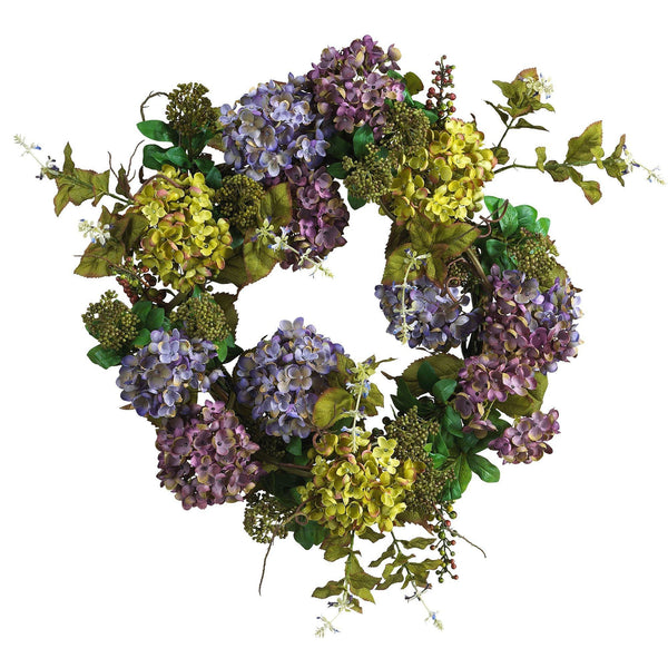 24" Mixed Hydrangea Wreath"