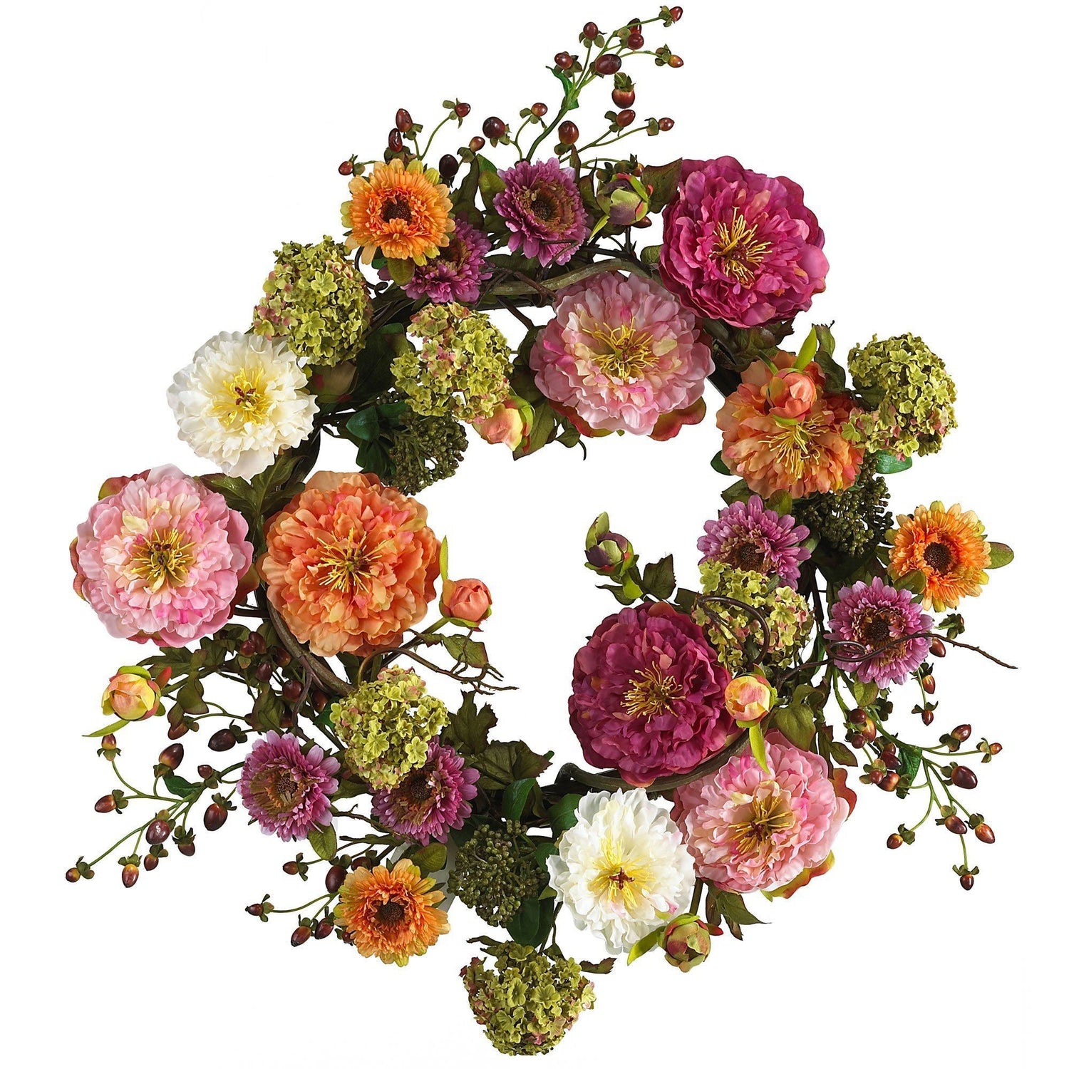 24" Mixed Peony Wreath