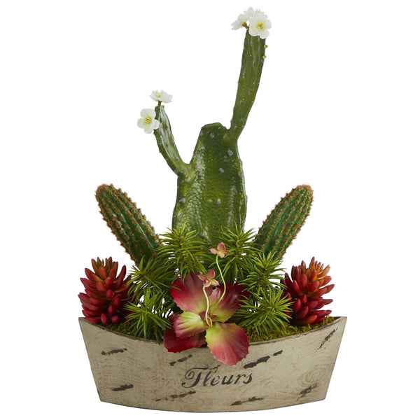 24” Mixed Succulent Artificial Plant in Decorative Planter