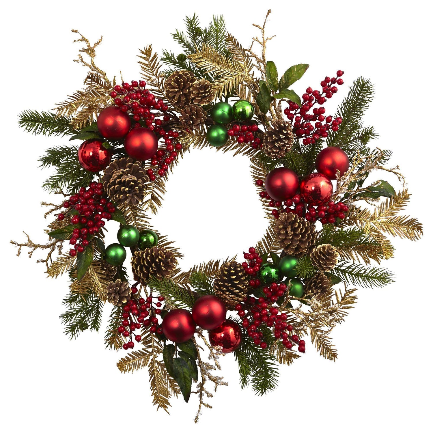24” Ornament, Pine & Pine cone  Wreath