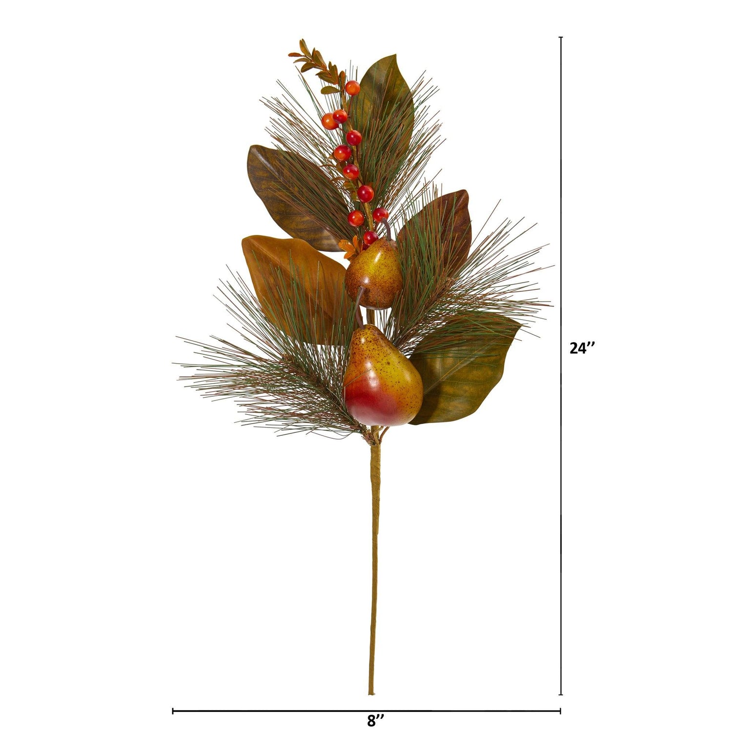 24” Pear, Pine and Magnolia Leaf Artificial Flower (Set of 6)