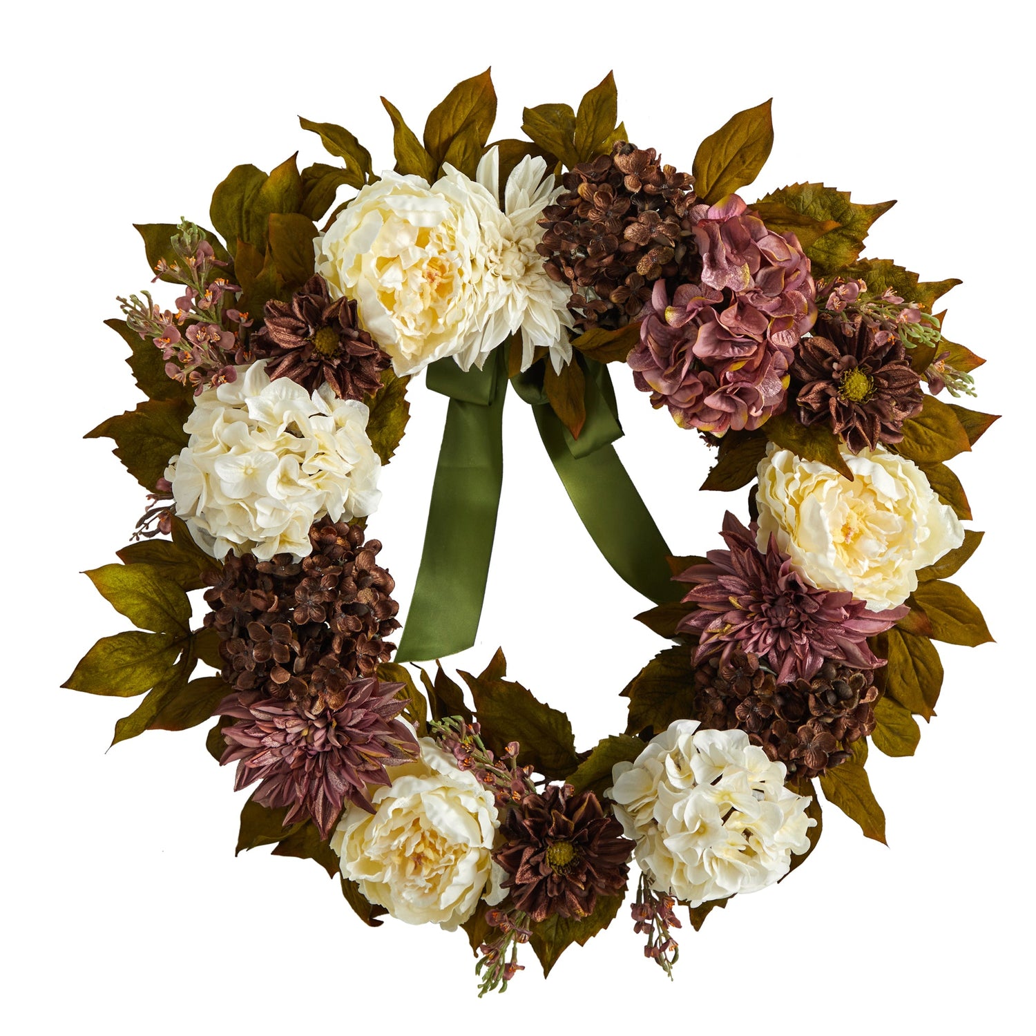 24” Artificial Peony, Dahlia and Hydrangea Wreath