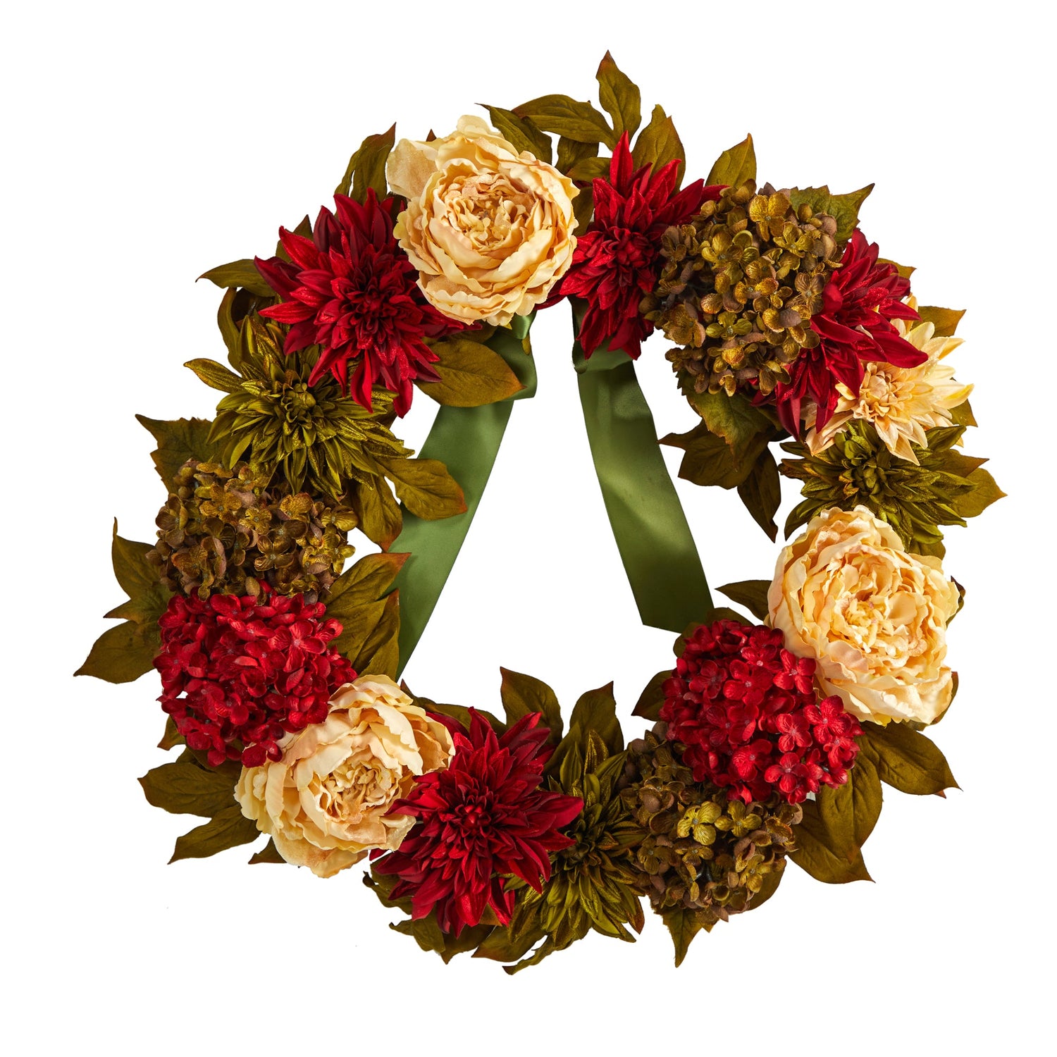 24” Peony, Dahlia and Hydrangea Artificial Wreath