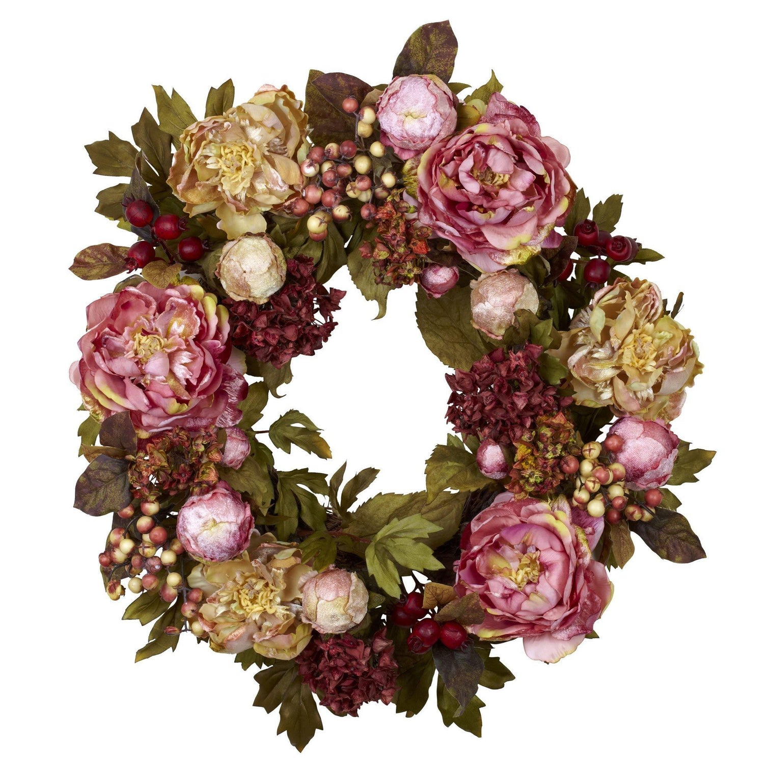 24" Peony Hydrangea Wreath"