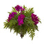 24” Phalaenopsis Orchid and Fern Plant in Metal Hanging Bowl