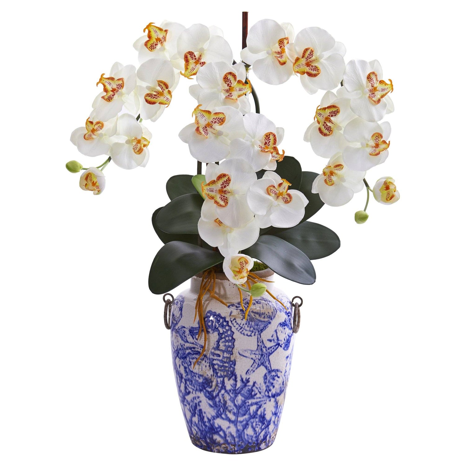 24” Phalaenopsis Orchid Artificial Arrangement in Weathered Ocean Vase
