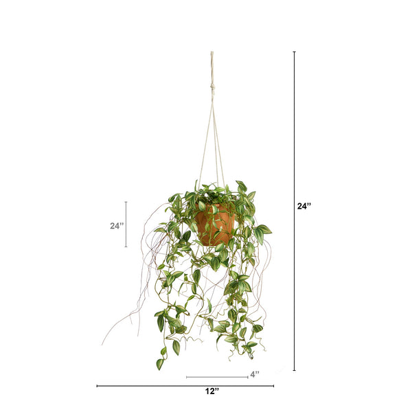 24” Pothos Artificial Plant in Hanging Planter
