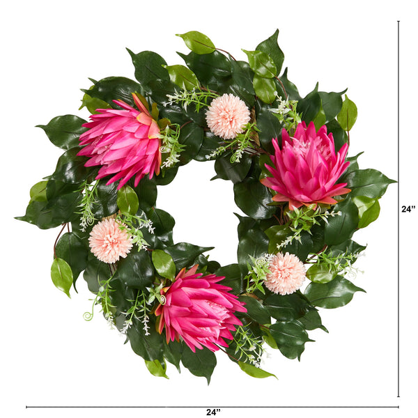 24” Protea Artificial Wreath