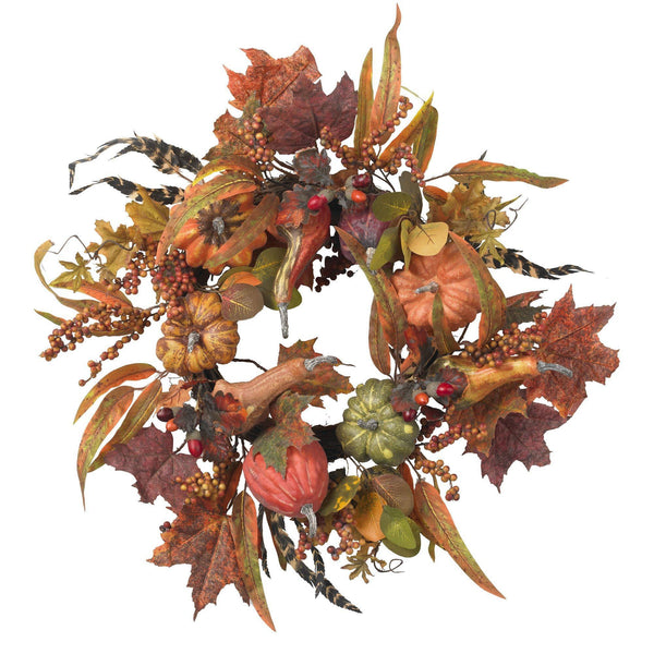 24" Pumpkin & Berry Wreath"