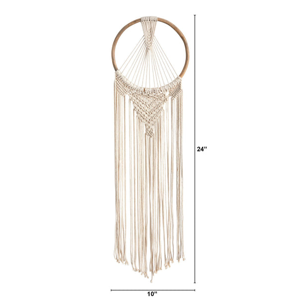 24” x 10” Handmade Bohemian Macrame Dreamcatcher Wall Hanging Decor