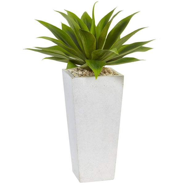 25" Artificial Agave Plant in White Planter"
