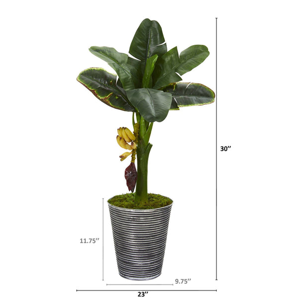 2.5’ Banana Artificial Tree in Decorative Tin Planter