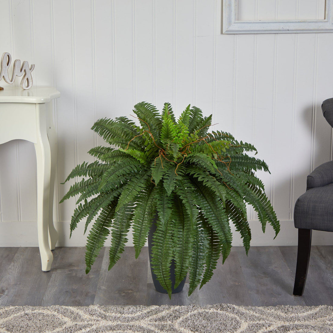 large fern house plant 2.5' Boston Fern Artificial Plant in Gray Planter