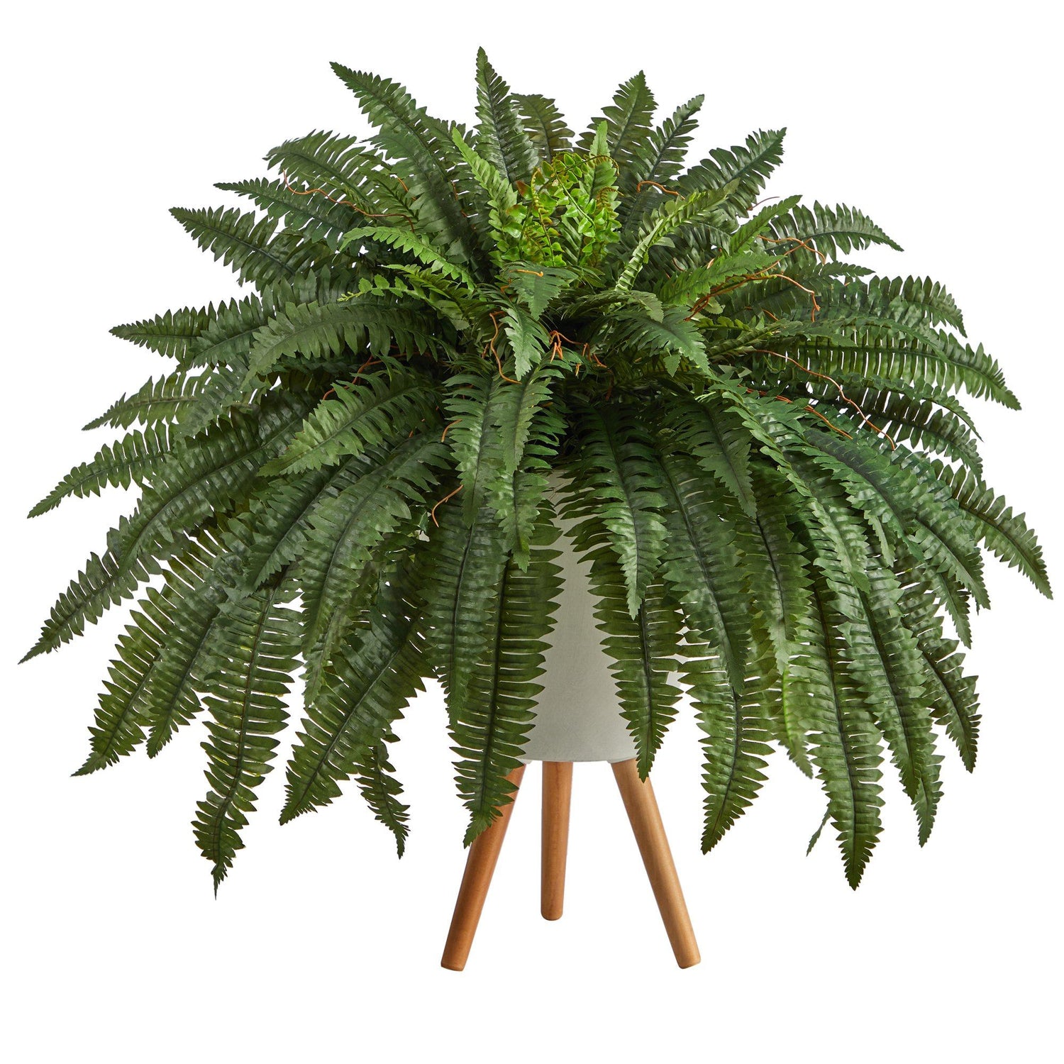 2.5’ Boston Fern Artificial Plant in White Planter with Legs