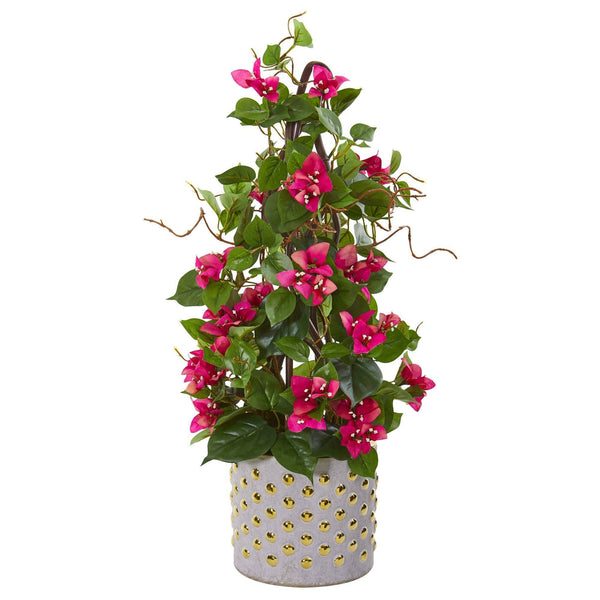 25” Bougainvillea Artificial Climbing Plant in Designer Vase