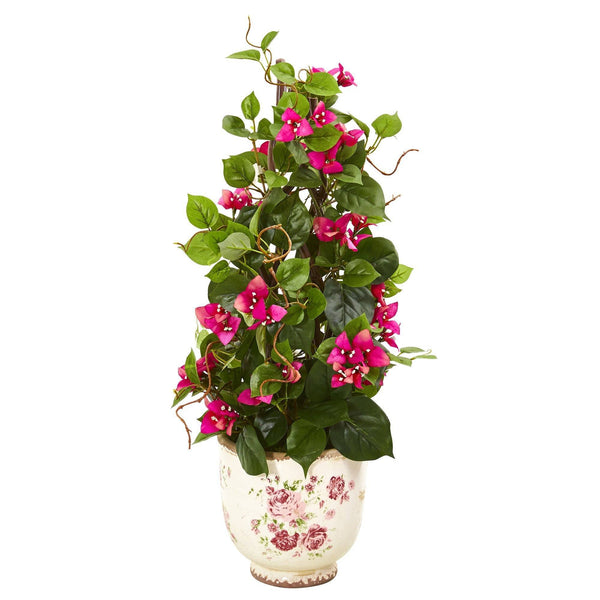 25” Bougainvillea Artificial Climbing Plant in Floral Vase
