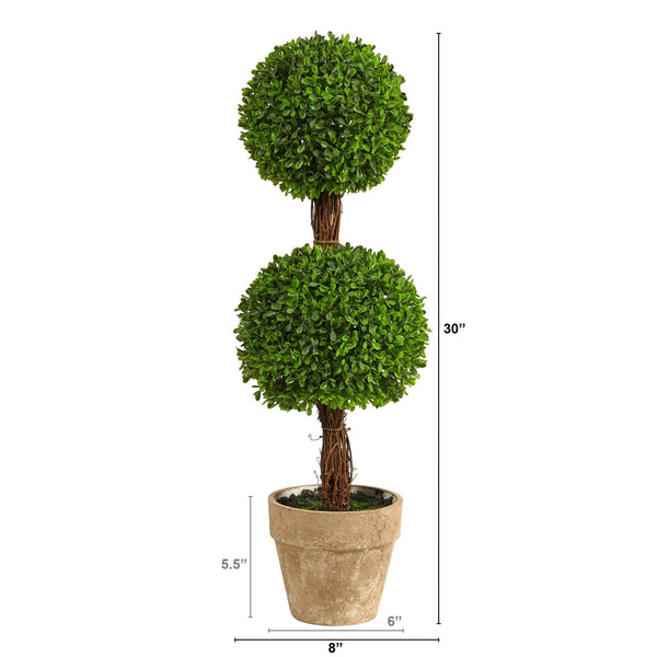2.5’ Boxwood Double Ball Topiary Artificial Tree (Indoor/Outdoor)