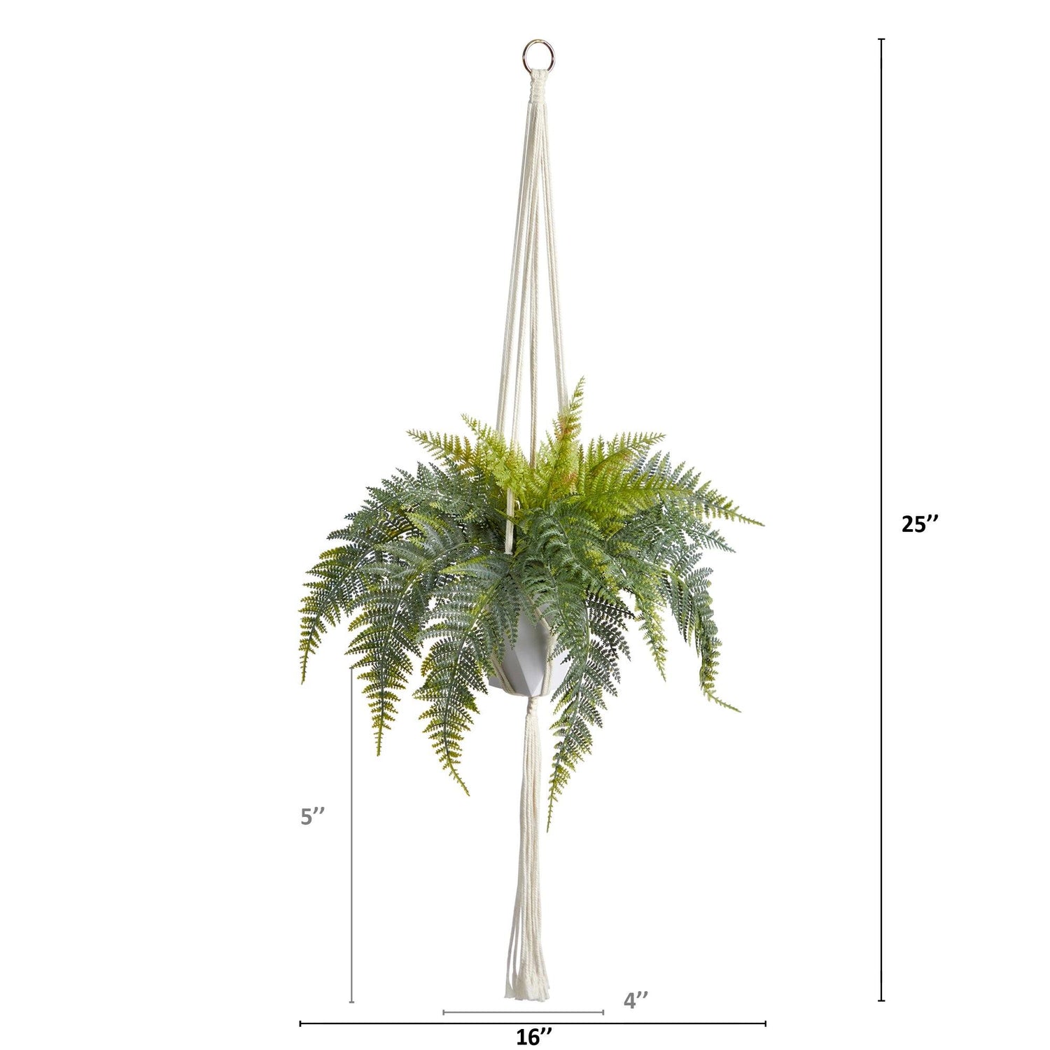 25” Fern Hanging Artificial Plant in Decorative Basket