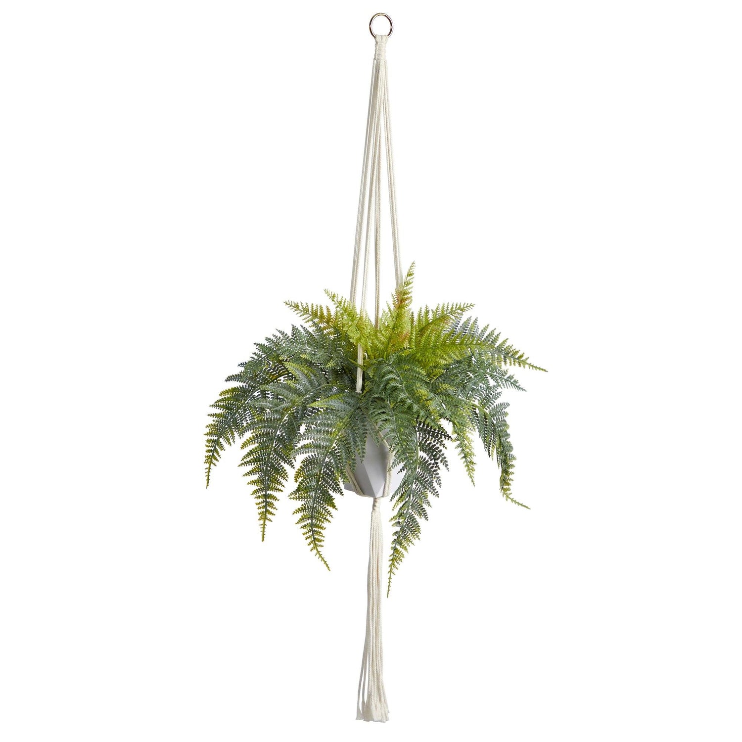 25” Fern Hanging Artificial Plant in Decorative Basket