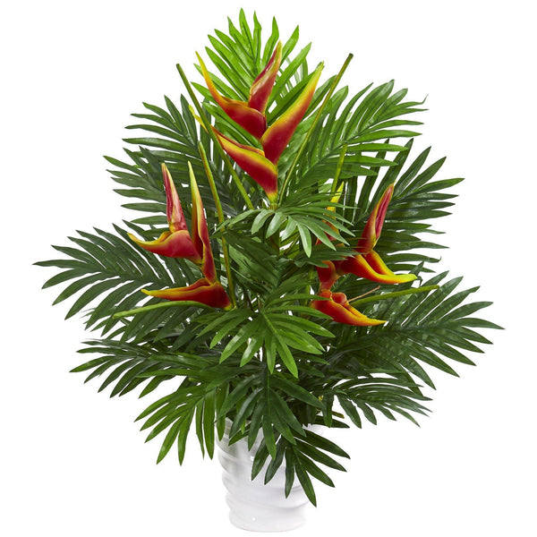25” Heliconia & Areca Palm Artificial Arrangement