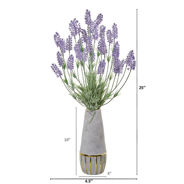 25” Lavender Artificial Plant in Vase with Gold Trimming