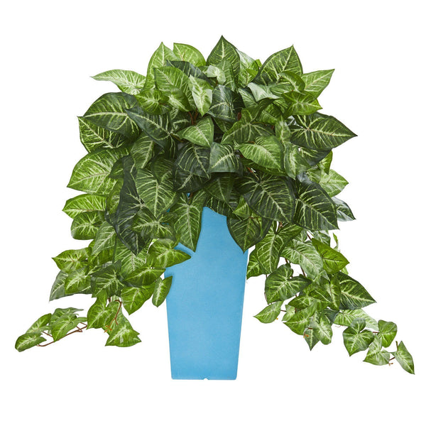 25’’ Nephtytis Artificial Plant in Turquoise Planter