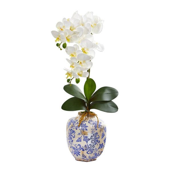 25” Phalaenopsis Orchid Arrangement in Decorative Vase
