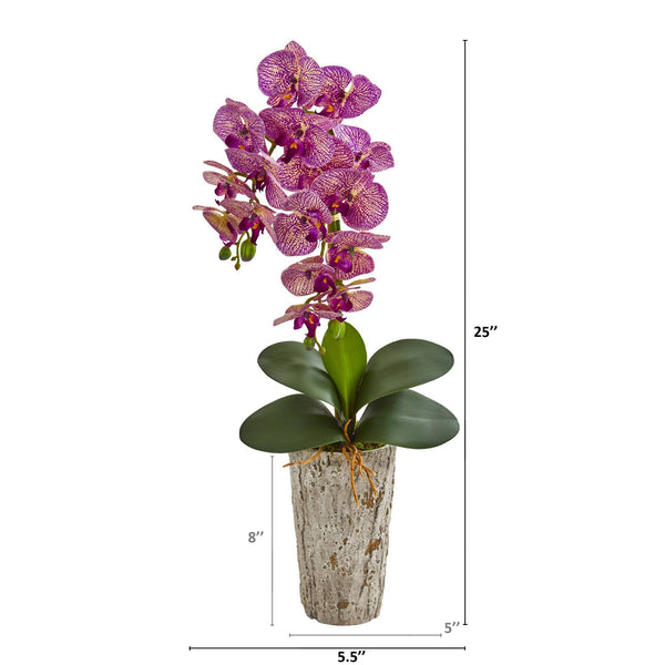 25” Phalaenopsis Orchid Artificial Arrangement in Weathered Oak Vase
