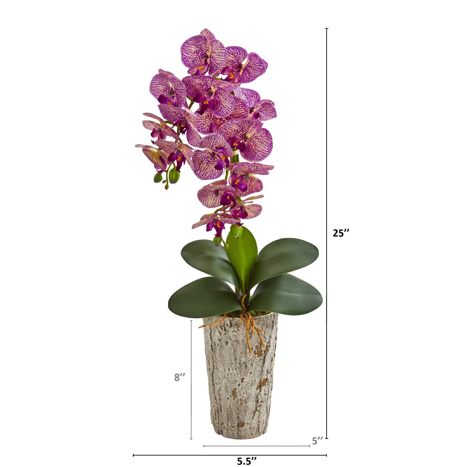 25” Phalaenopsis Orchid Artificial Arrangement in Weathered Oak Vase