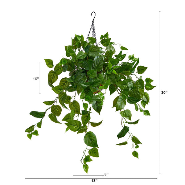 2.5’ Philodendron Artificial Plant in Hanging Basket