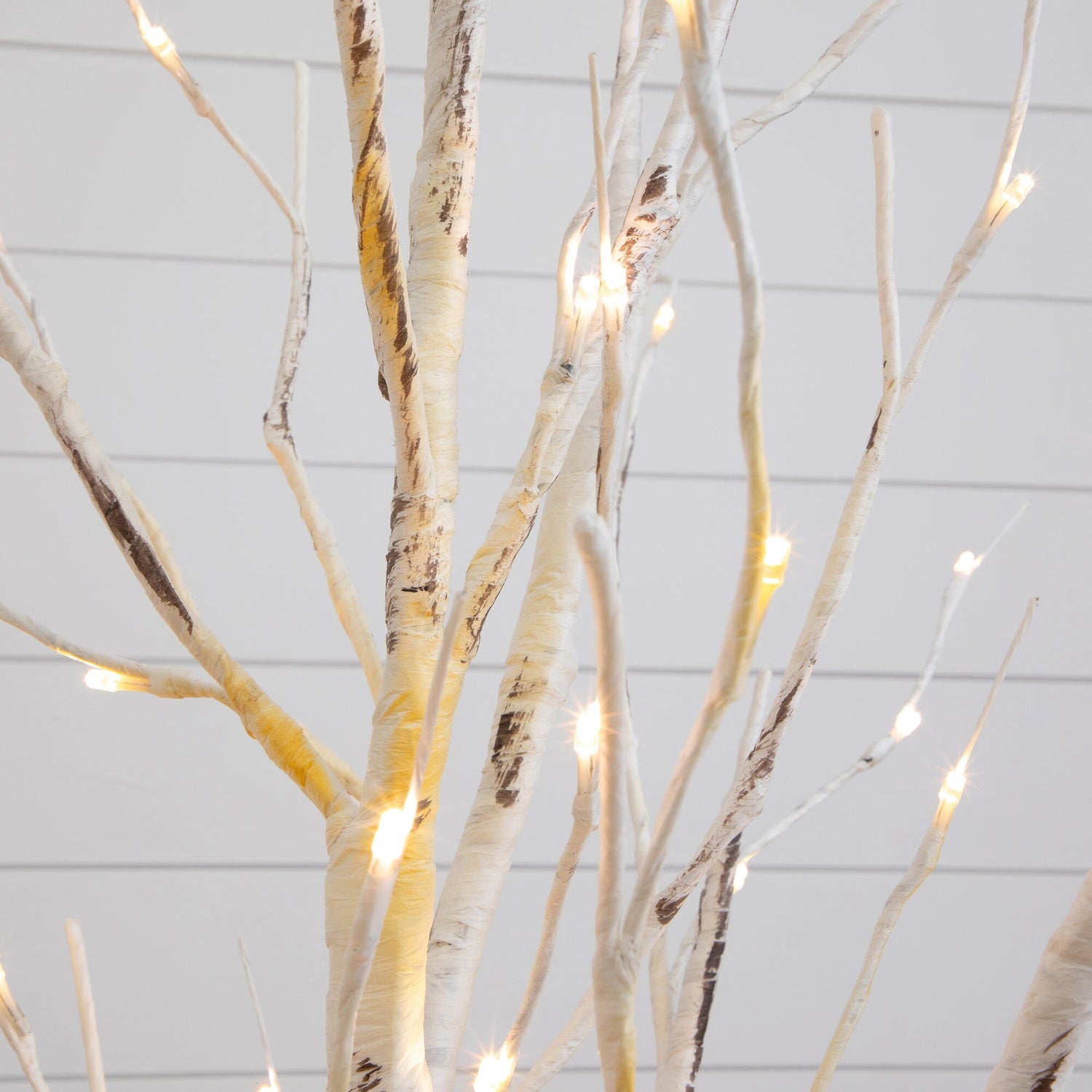 2.5' Pre-Lit Artificial White Birch Branches with Warm White 100 Micro LED  Lights - Set of 2