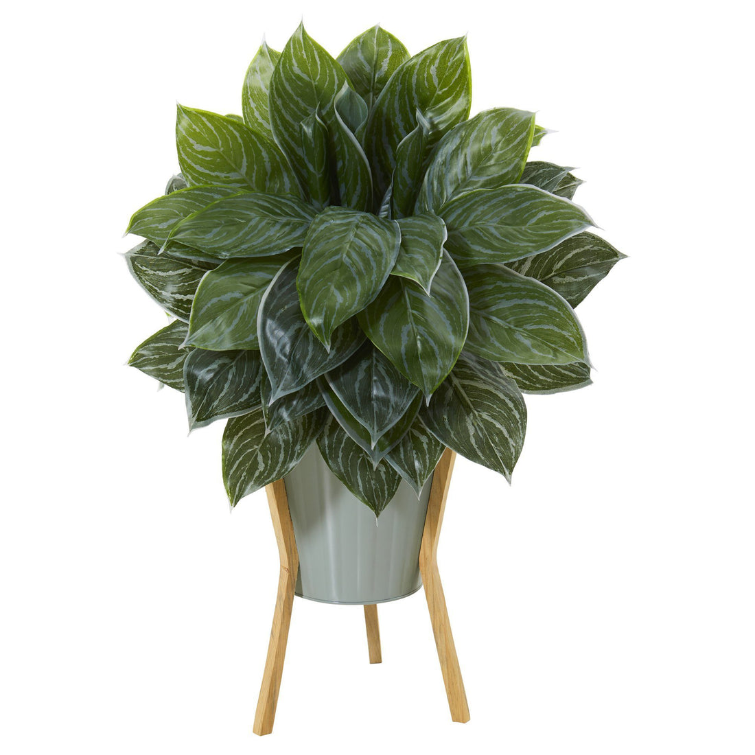 artificial aglaonema 25” Silver Aglaonema Artificial Plant in Green Planter with Stand (Real  Touch)