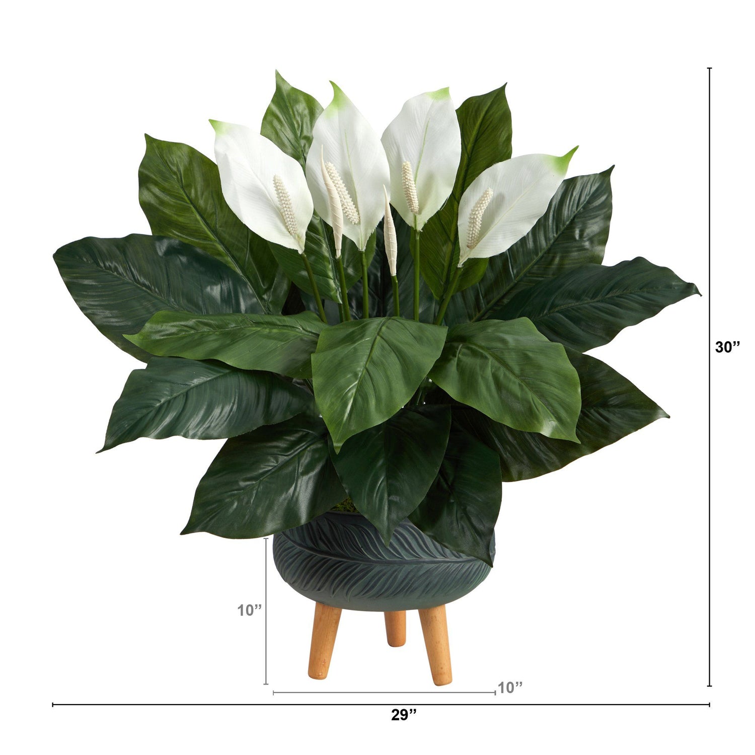 2.5’ Spathiphyllum Artificial Plant in Black Planter with Stand