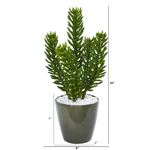 25” Succulent Artificial Plant in Green Planter